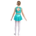 thumbnail image 4 of Doomiva Big Girls 2 Piece Dance Outfits Crop Top with Skirt Jazz Latin Ballroom Performance Dancewear Blue Green 6, 4 of 7