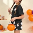 thumbnail image 6 of Stamzod Girls Summer Outfits Halloween Printed Short Sleeve Tee Top Shorts Set 2 Piece Girls' Clothing Sets Z Black 14-15 Years, 6 of 9
