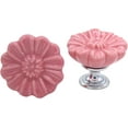 thumbnail image 5 of ABCISI 6PCS Vintage Floral Daisy Dresser Drawer Knobs, Ceramic Round Drawer Knobs, Elegant Cabinet Cupboard Door Hardware Pull Handles w/Screws, Pink, 5 of 12
