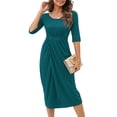 thumbnail image 1 of SMihono Robe d'Été Grande Taille pour Femmes 2023 Mode Col Rond Longue Robe Manches Longues Robe Unie, 1 of 9