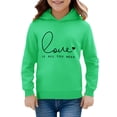 thumbnail image 4 of PMVFHDE Chandail à Col Rond pour Enfants Garçons Filles Manches Longues Imprimés Lettres Chaud Chandail à Capuchon chandail Hauts Enfants Chandails en Molleton Filles, Vert, 3-4 Ans, 4 of 4