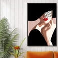 thumbnail image 2 of IDEA4WALL Framed Canvas Print Wall Art Side Profile of 1920s Style Woman People Fashion Illustrations Modern Art Chic Colorful Ultra for Living Room, Bedroom, Office - 16"x24" Black, 2 of 4