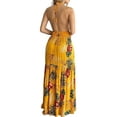 thumbnail image 1 of Bellella Robe Longue Dos Nu Maxi Robes Col en V Robe d'Été Kaftan Imprimé Floral Vacances Jaune TG, 1 of 3