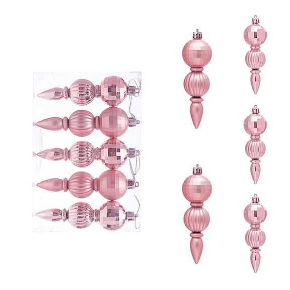 EGYMEN 5 Pack Christmas Decorative Ornaments, Shiny Hanging Balls For Tree, Festive Holiday Baubles, Glittering Decorative Spheres For Winter Décor