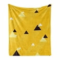 thumbnail image 1 of Vintage Yellow Soft Flannel Fleece Blanket, Big and Small Diagonal Triangles with Stripes Geometric Retro, Cozy Plush for Indoor and Outdoor Use, 50" x 60", Marigold Black and White, by Ambesonne, 1 of 6