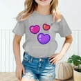thumbnail image 2 of YUEHUA Girls Shirts Size 14 16 Summer Girls' Children Crew Neck Short Sleeved Heart Patterned Casual Loose Fitting Short Sleeved T Shirt Top, Size 6-7 Years, 2 of 4