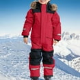 thumbnail image 2 of Snowsuit Children's Boys Girls Ski Suit Thermal Ski Overall Winter Warm Snow Overall Windproof Winter Suit With Removable Hood Mud Suit Outdoor Softshell Suit 4 Years-5 Years, 2 of 5