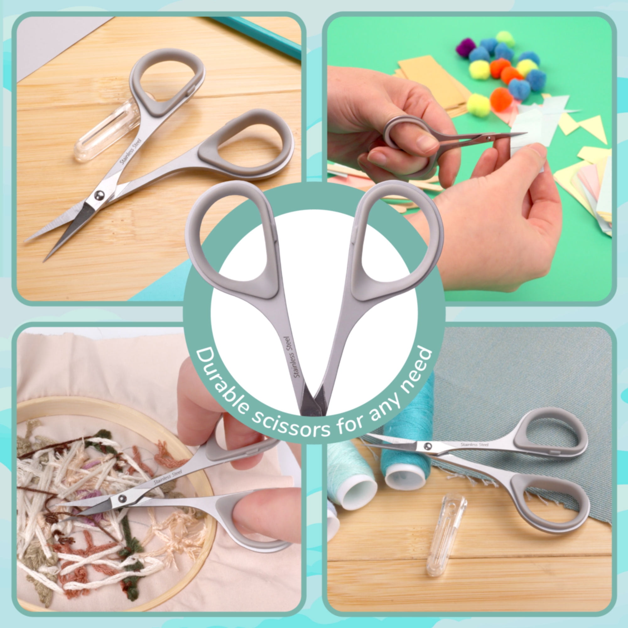 JubileeYarn Ergonomic Classic Embroidery Scissor - Grey - 10 Pairs