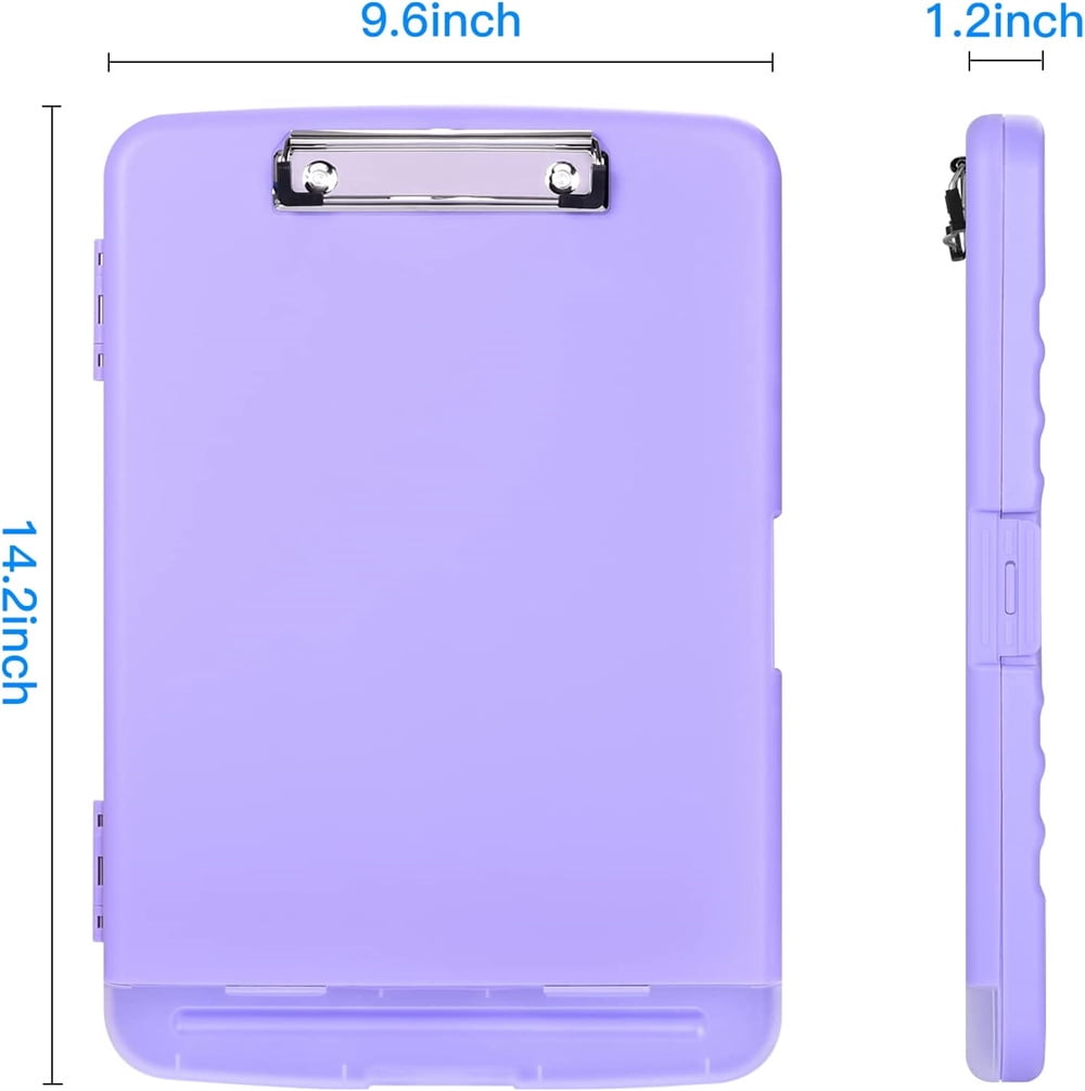 NOGIS Clipboard with Storage, Large Capacity Nursing Clipboards with Low Profile Clip, Heavy Duty Plastic Storage Clipboard with Pen Holder,Multifunctional Clipboard Case for Writing,Purple