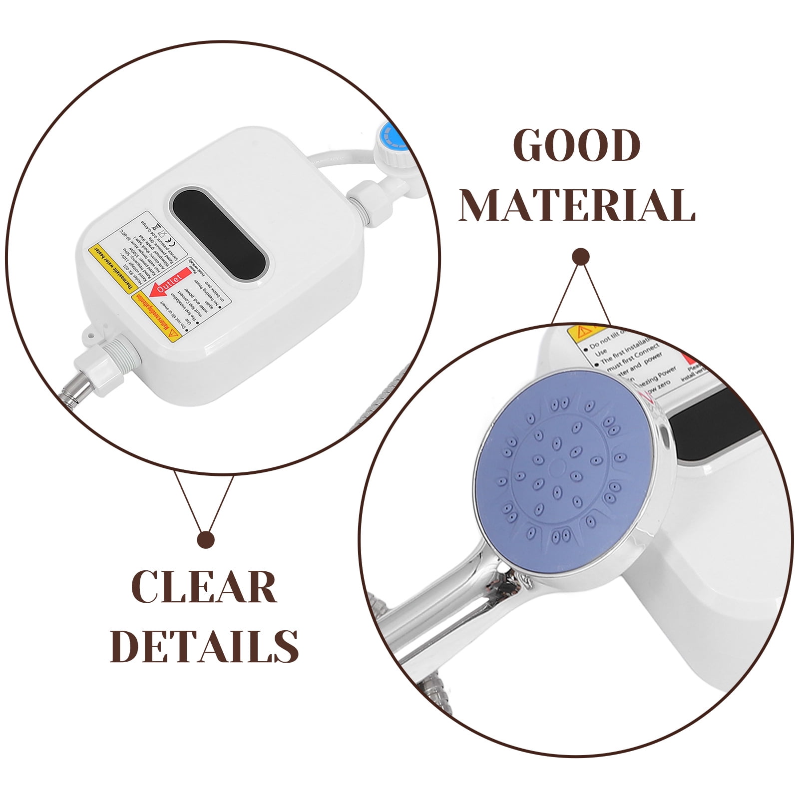 Instant Electric Water Heater - 3500W Tankless Shower & Faucet Heater for Kitchen/Bathroom (110V, LCD Display，White)