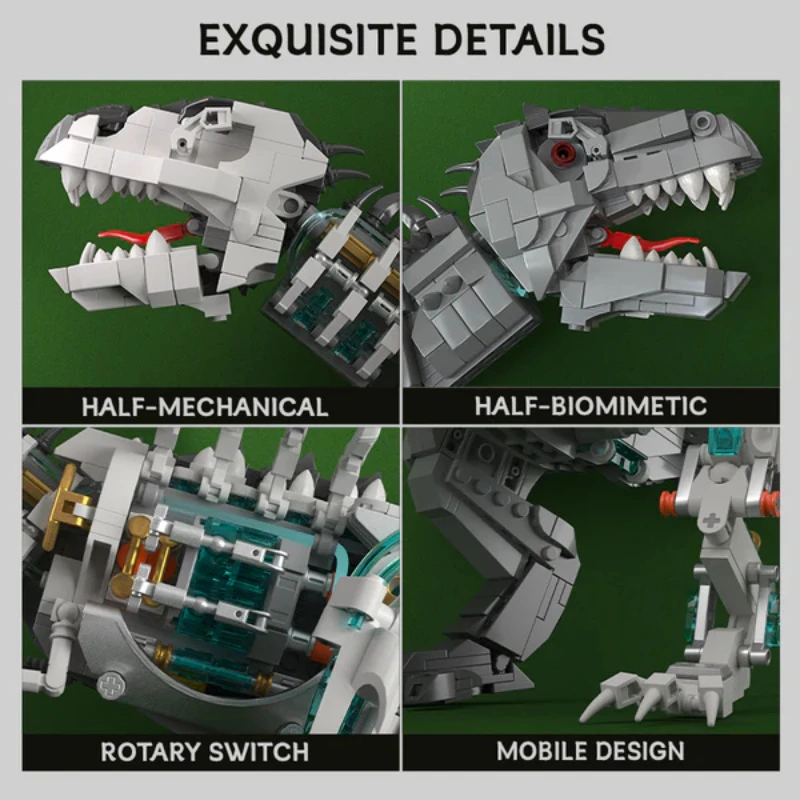 GZBrick Jurassic Mechanical Indominus Rex Building Sets Compatible with Lego Dinosaur World for Adults Boys 1160PCS