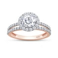 thumbnail image 2 of AFFY 1.50CT Moissanite Diamond Halo Split Shank Engagement Ring for Women 14K Rose Gold over Silver-9, 2 of 5