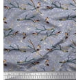 thumbnail image 1 of Soimoi Gray Moss Georgette Fabric Branch,Dot & American Robin Bird Fabric Prints by Yard 42 Inch Wide, 1 of 1