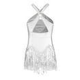 thumbnail image 2 of Alvivi Girls Sparkle Latin Dance Fringe Dress Kids Ballet Jazz Chacha Tango Rumba Dancewear Silver 16, 2 of 5