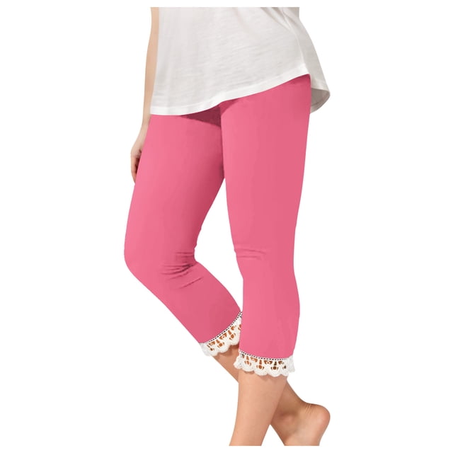 DecSea Girls' Fashion Yoga Pants, Solid Color Lace-up Crop Capri, 2-13 Years