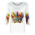thumbnail image 5 of CYiJun Mardi Gras Clothing,Women's Mardi Gras Party Top,Soft 3/4 Sleeve Crewneck Blouse for New Orleans Carnival, 5 of 5