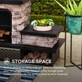thumbnail image 5 of Sunjoy Outdoor Fireplace, Patio Wood Burning Fireplace with Steel Chimney, Mesh Spark Screen Doors, Fire Poker, and Removable Grate, Black, 5 of 10