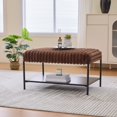 thumbnail image 3 of Auranook 30.7" Wide Upholstered Ottoman Coffee Table Foot Rest with Metal Legs and Open Storage, Faux Fur, Brown, 3 of 9
