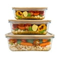thumbnail image 1 of JS Gourmet - Ensemble de 3 Contenants Alimentaires, Couvercle en Bambou, Va au Four, 1 of 5