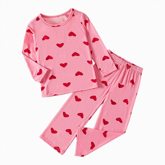 JUMEYU Pajamas for Girls Two Piece Unisex Toddlers and Babies' Snug-Fit Cotton Pajamas, Pack of 2 4T 5T (Pink,4-5 Years)