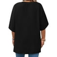 thumbnail image 2 of Plus Size Solid Color V-neck Loose Blouse Short Sleeved Casual Loose Tops, 2 of 5