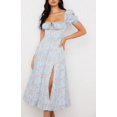 thumbnail image 3 of HAHDAXIA Women Puff Sleeve Split Maxi Dress Square Collar Ruffle Floral Boho Dresses Cottagecore Backless Sundress, 3 of 5