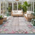 thumbnail image 2 of Area Rugs 2.7'x5', Summer Beach Carpet Runner Indoor Outdoor Rugs Home Decor Aesthetic, Pink Starfish Ocean Conch Grey Wood Grain Non Slip Mats Washable Accent Rug for Living Room Bedroom, 2 of 8