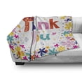 thumbnail image 3 of Thank You Soft Flannel Fleece Throw Blanket, Words Surrounded with Flowers Blossoms and Leaves Like Springtime Art, Cozy Plush for Indoor and Outdoor Use, 50" x 60", Multicolor, by Ambesonne, 3 of 6