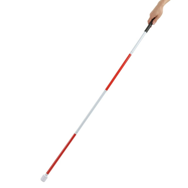 Foldable Cane, Red White Folding Blind Cane Anti Slip Handle Strong Durable Portable for The Blind