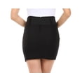 thumbnail image 2 of Sakkas Petite Shirred Stretch Pencil Short Skirt with Wide Belt - Black - Small, 2 of 4