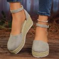 thumbnail image 2 of Closed Toe Espadrilles for Women Platform Wedge Sandals Comfortable Suede Ankle Strap Dressy Wedges Heels Gray Size 8.5, 2 of 7