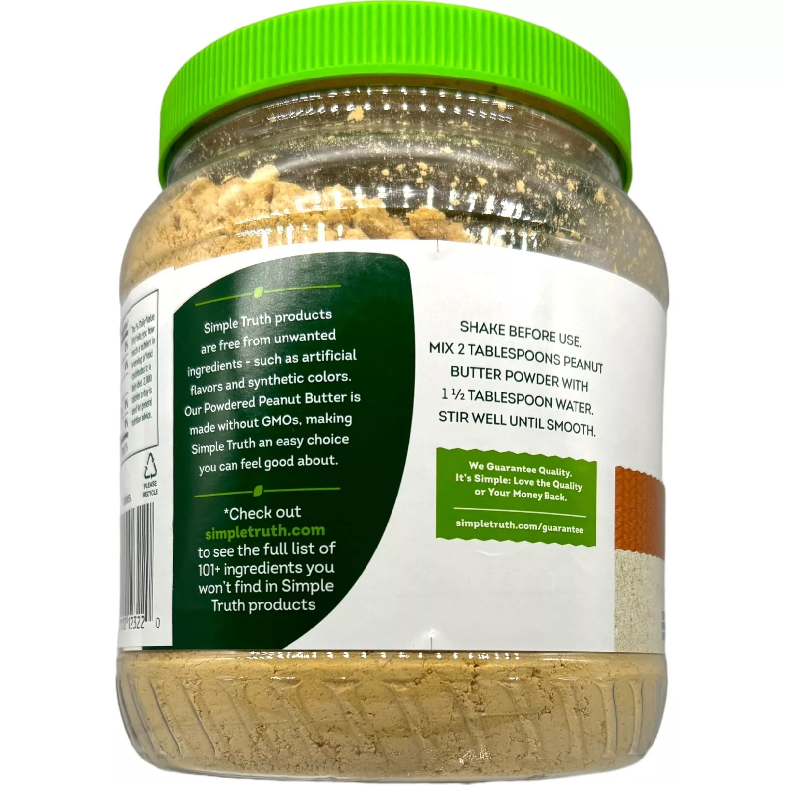 Simple Truth Organic Powdered Peanut Butter 90% Less Fat High Protein 1.5lb Bulk