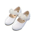 thumbnail image 3 of Zanarzt Little Girls Dress Shoes Toddler Flower Girls Dress Shoes Princess Ballet Flats with Bow and Peals for Party School White,10.5, 3 of 6