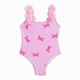 thumbnail image 5 of kpoplk Girls Swimsuits Kids Bathing Suit One Piece Swimwear with UPF 50+ Cute(Pink,6-7 Y), 5 of 8
