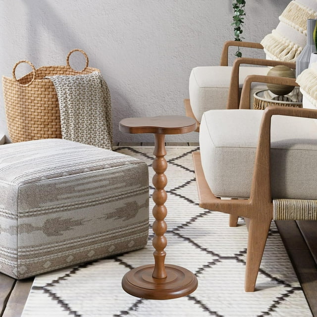 Mesa auxiliar de madera, mesita de noche, decoración del hogar con patas de pedestal, escritorio para bebidas, mesa auxiliar pequeña para inauguración Marrón
