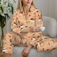 thumbnail image 6 of Fuzoiu Funny Sushi Print Women's Long-Sleeved Pajama,Lounge Button Down Nightwear,Womens Notch Collar Pajama Set-Medium, 6 of 7