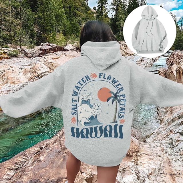 Chandail à Capuche Graphique pour Femmes, Chandail Oversize à Manches Longues avec Cordon de Serrage et Poches