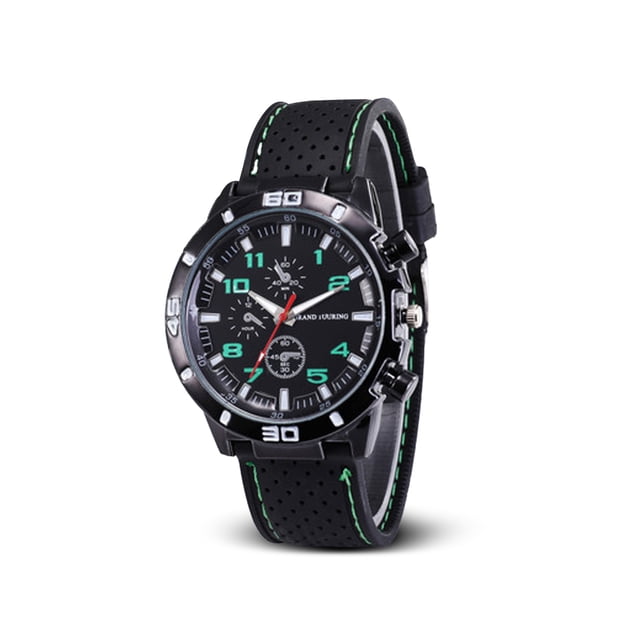 Sonducket Reloj de cuarzo con superficie de espejo de plástico para hombre, reloj de con carcasa de aleación para deportes de negocios, hebilla Relojes Verde Sonducket AP004695-04