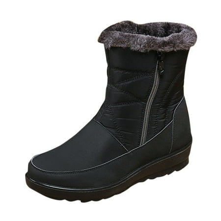 kamemir Warm Booties for Women Winter Snow Boots for Women Keep Warm Lined Ankle Booties Outdoor Hiking Shoes(Black 9)