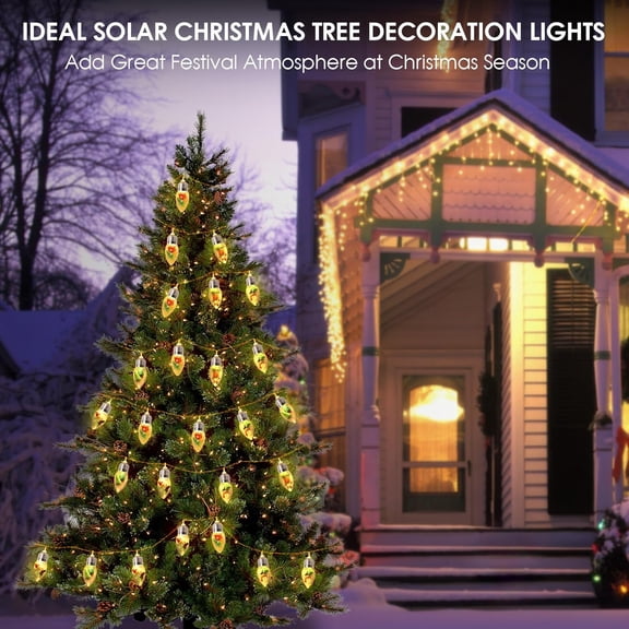 YUYAN-Solar Christmas Lights Outdoor, Vintage and Retro Solar Powered Xmas Snow Globe String Lights with Trees Inside and 19.7FT Bright Warm White 30 LEDs for Outside Christmas Trees Fence Deck Decor