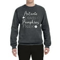 thumbnail image 2 of Wild Bobby Autumn Leaves and Pumpkins Please Black and White Distress Filter Halloween Unisex Crewneck Sweatshirt, Charcoal, 3X-Large, 2 of 6