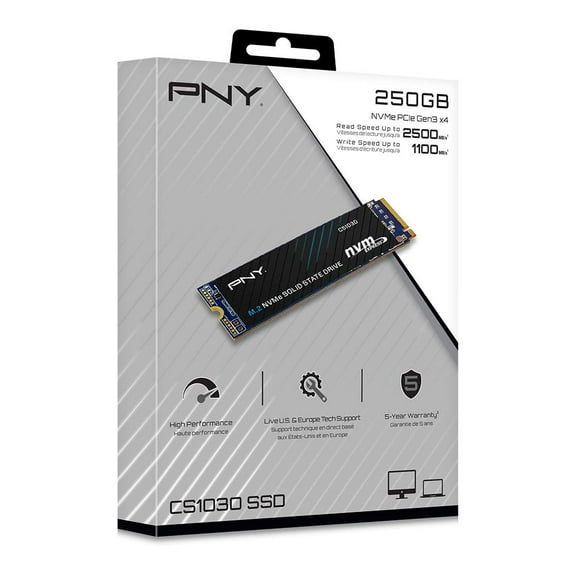 PNY CS1030 250GB M.2 NVMe PCIe Gen3 x4 Internal Solid State Drive (SSD) - M280CS1030-250-RB