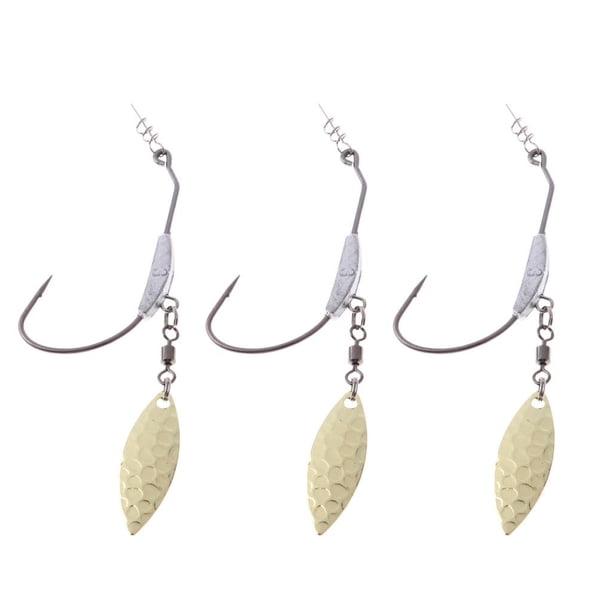 Juego de 3 anzuelos de pesca con cables, anzuelo de acero con alto contenido de carbono para agua dulce y agua salada 03 de oro (5.5 g) Macarena Cabeza Gancho de pesca de la cabeza de plomo