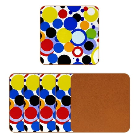 

YZUOUZY Coasters Dining Table Decor 6 Pcs Square Bar Coasters Bright Multicolor Spots Abstract