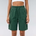 thumbnail image 2 of Women Cargo Shorts with Pockets Adjustable Waist Solid Color Summer Fashion,GN2,S, 2 of 4