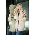 thumbnail image 3 of Simply Couture Women's Solid Blooming Floral Embroidered Blouson Sleeve Open Front Hooded Knitted Cardigan, 3 of 5
