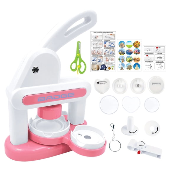 Badge Maker Machine with 3 Pins Sharp,Upgrade Button Maker Artist DIY Pin Maker Press Machine Badge Punch Kit with Button Parts Circle Cutter Present Installation-Free for Custom Buttons&Pins