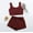 Wine, variant on purcolt Women's Sexy Fuzzy 2 Piece Sleepwear Outfits Solid Color Casual Sleeveless O-neck Warm Crop Tank Top Pullover   Shorts Set Loungewear Flannel Pajamas Set