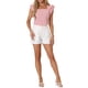thumbnail image 2 of INSPIRAR CHIC Blusas de Cuadros para Mujeres con Cuello Cuadrado y Mangas de Volante Verano XL Rosa, 2 of 6