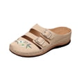 thumbnail image 3 of LTTVQM Orthopedic Sandals for Women Close Toe Arch Support Walking Slippers Slip On Floral Wide Width Sandals for Women Anti-Slip Breathable Sandal Summer Flat Sandals Beige 41(US-8.5), 3 of 9